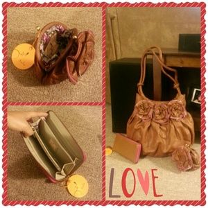 *BUNDLE* Tulu Brown Pink Zipper Bag/Wallet/Pouch