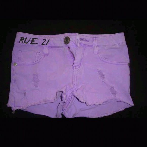 Purple Distressed Shorts