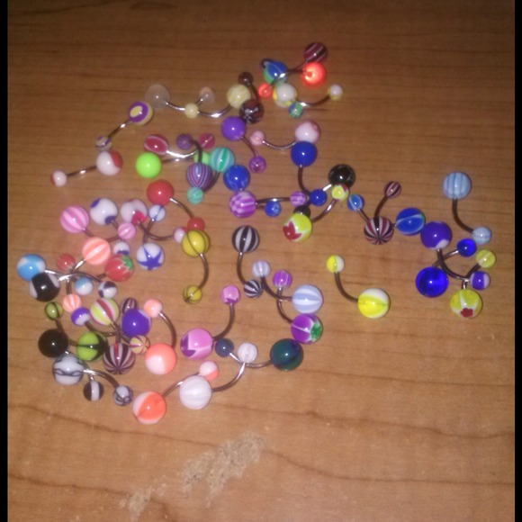 Mixed assorted acrylic steel belly barbell jewelry