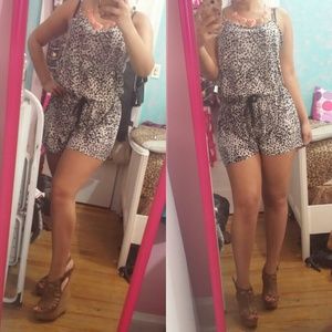 Black and white cheetah print romper