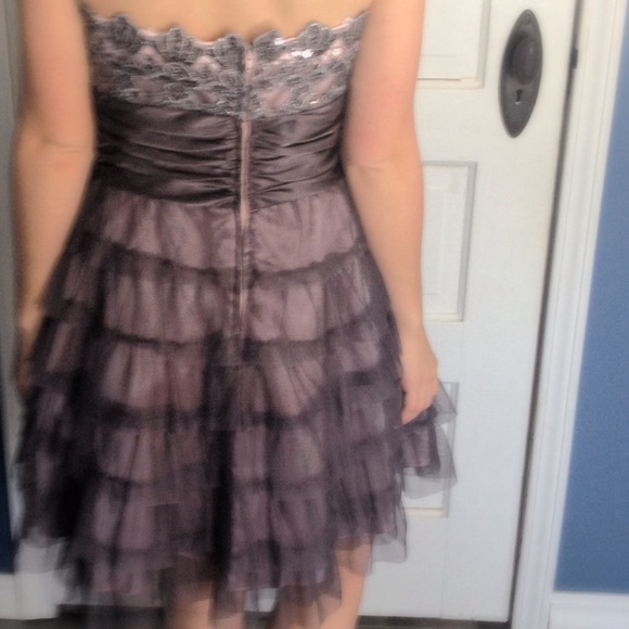 Grey and pink sequined homecoming/short prom dress - Picture 2 of 4