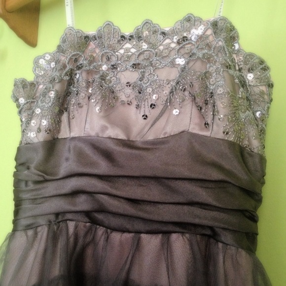 Grey and pink sequined homecoming/short prom dress - Picture 3 of 4