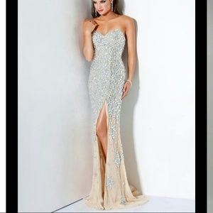 Ivory Rhinestone Prom Dress