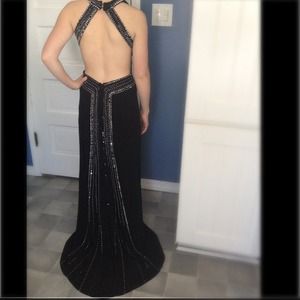 Black open back prom dress with sequins!! 💗