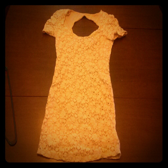 Light Peach Lace Bodycon Mini Dress