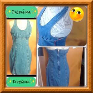 Vintage Denim Halter Dress