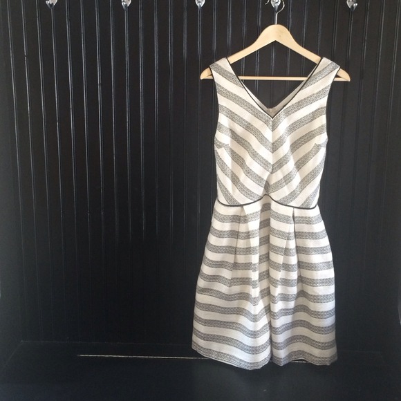 Fit and Flare Ivory and Black Dress