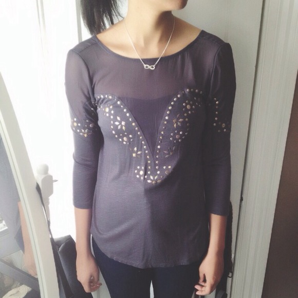 Studded Mesh Top
