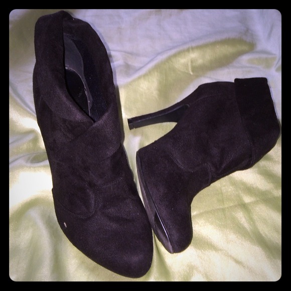 Black suede booties
