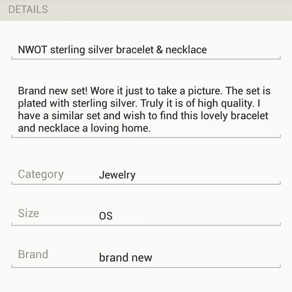NWOT sterling silver bracelet & necklace - Picture 4 of 4