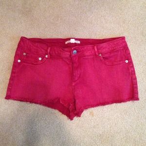 Red Denim Shorts