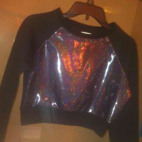 UNIF Neogram Crop Sweatshirt🌈Holographic Hologram