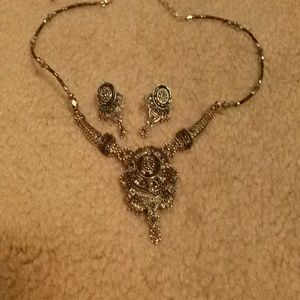 Aztec inspired necklace and earrings