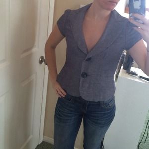 short sleeve blazer in blue