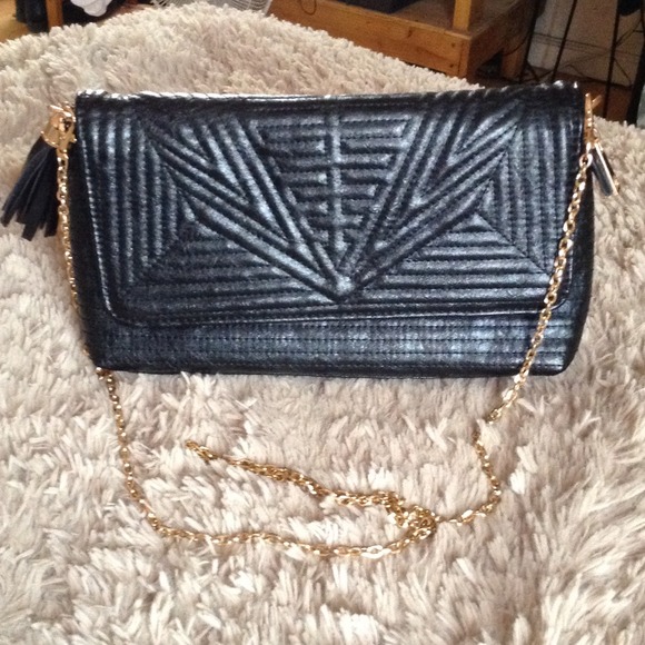 NWOT- Black Crossbody Bag with Gold Chain