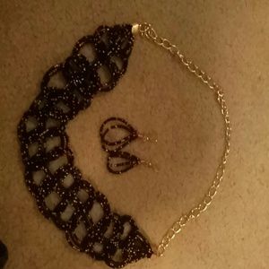 Beaded necklace and earrings set