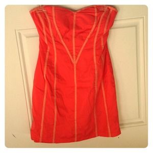 Coral strapless sweetheart dress