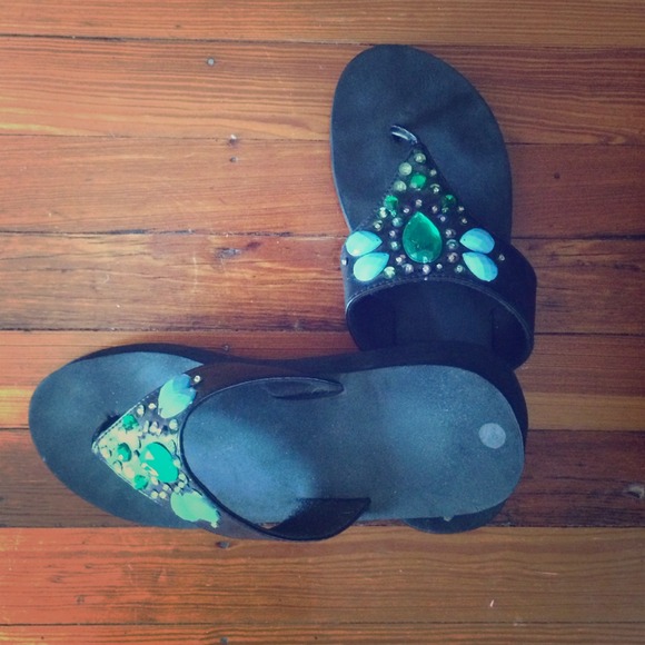 Fun and bejeweled flip flops.