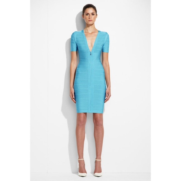 Light Blue Zip Front Herve Leger - Picture 4 of 4