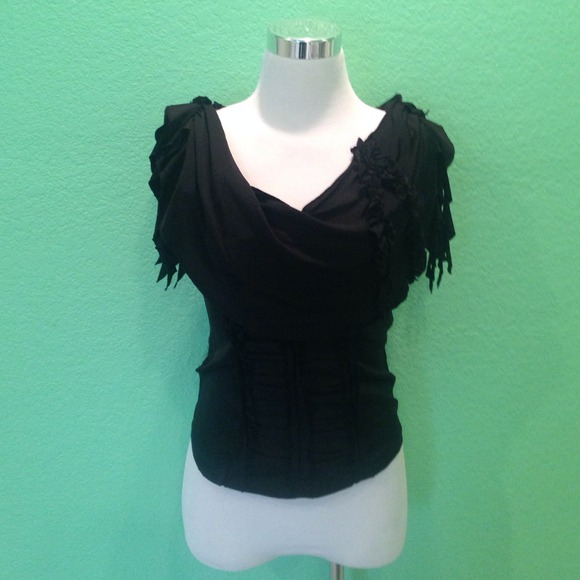 💥REDUCED💥 Bebe Beautiful Black Silk Shirt