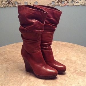 Jessica Simpson Cognac Brown Leather Boots