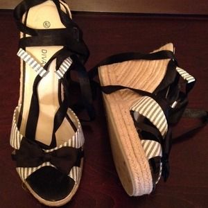 Wild Diva ankle tie wedges