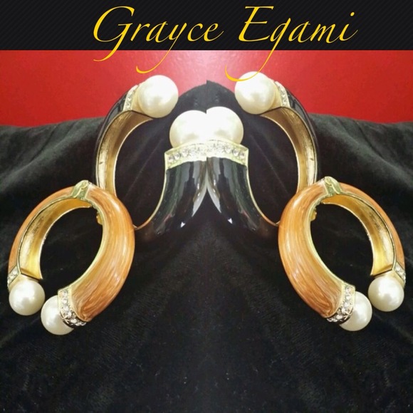 SOLD! Black/Wood Pearl High Fashion Bangles
