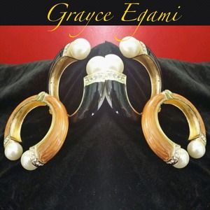 SOLD! Black/Wood Pearl High Fashion Bangles