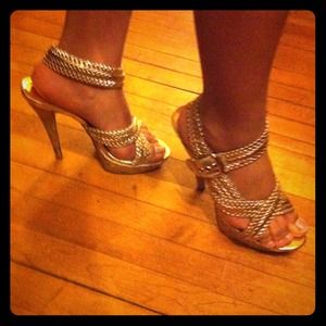 Gold high heels