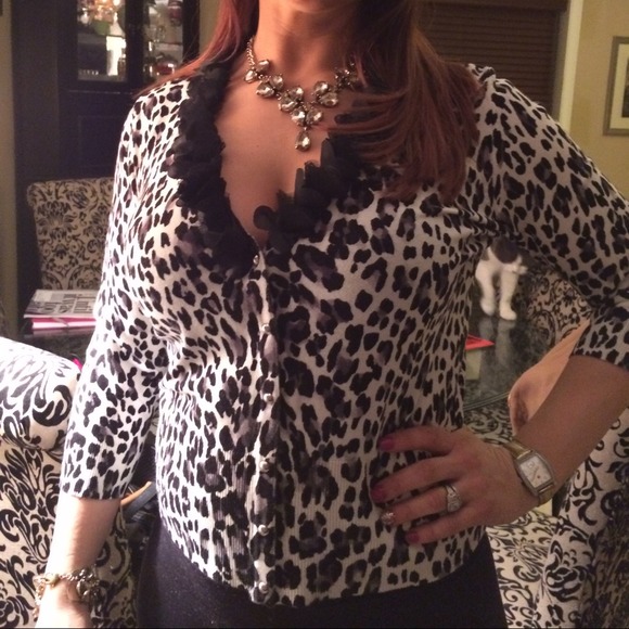 Black house white market animal print cardigan - Picture 2 of 3