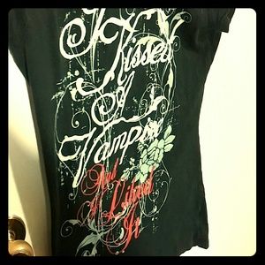 Black short sleeved top