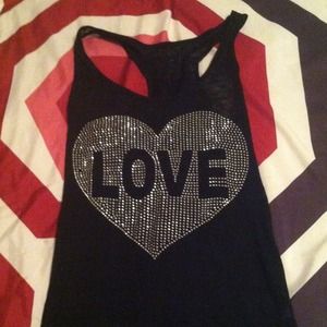 Bedazzled love tank top