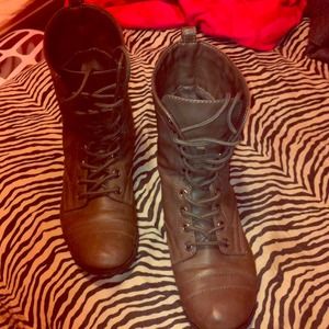 Gray combat boots