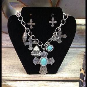 SOLD! Turquoise Cross necklace with matching
