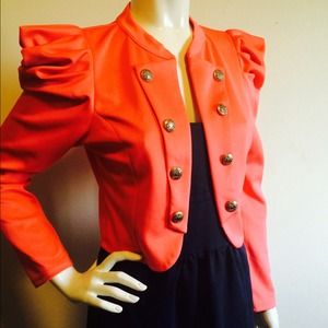 Coral military style jacket with shoulder details