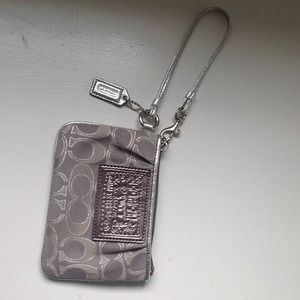 Coach Silver Metallic Wristlet