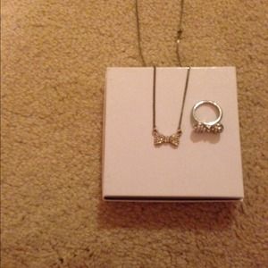 F21 bow ring and necklace combo