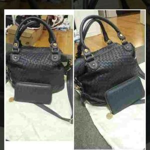 Navy blue hobo bag with wallet