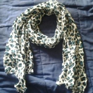 Aerie teal leopard print scarf