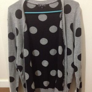 Gray and black polkadot cardigan