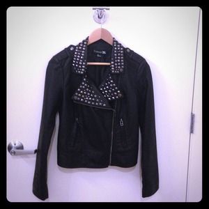 Studded Faux Leather Moto Jacket