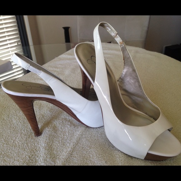 Jessica Simpson Shoes - Jessica Simpson White Patent Leather Slingbacks