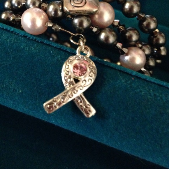 Gray breast cancer wrap around bracelet - Picture 2 of 4