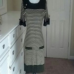 NWOT Green Striped Sweater Dress Size Small