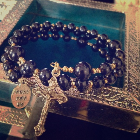 Navy blue and gold wrap around bracelet