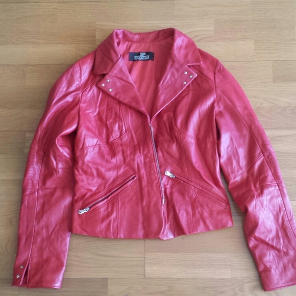 Hot red leather jacket