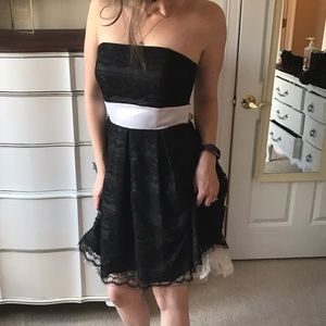 Black Lace Dress with White Tule Underlay