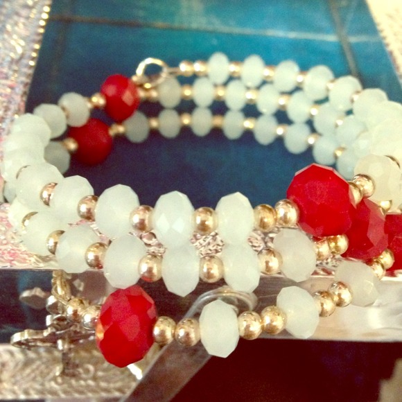 White and red wrap around bracelet