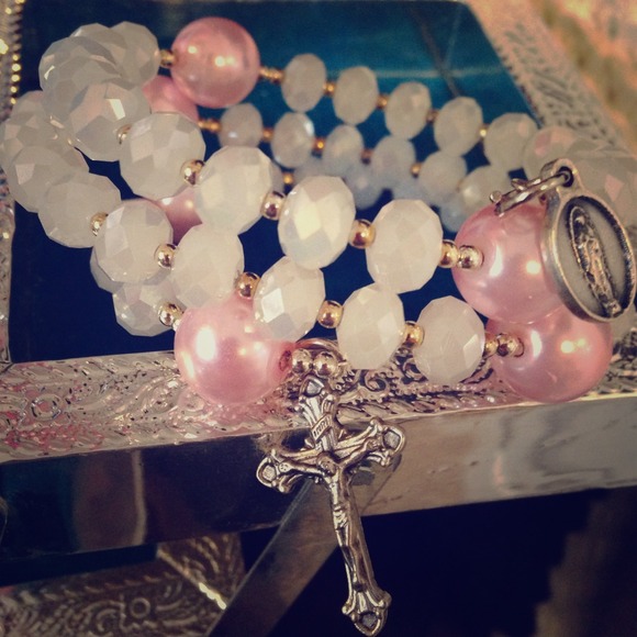 Pink and white wrap around bracelet