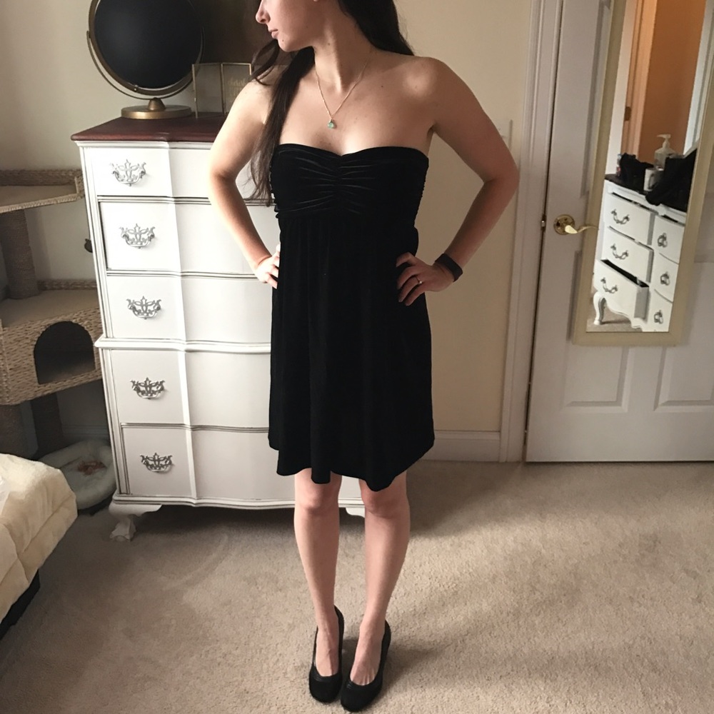 Strapless Velvet Evening Dress